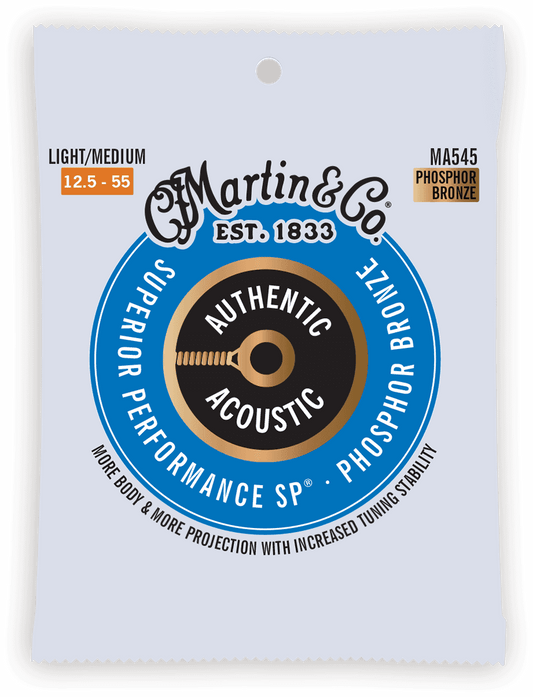 Jeu de cordes guitare acoustique Martin Authentic SP Phosphor Bronze MA545 – 12.5-55
