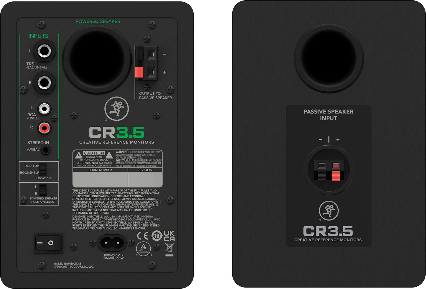 Enceintes de monitoring MACKIE CR3.5 – Actives 3,5" avec contrôle de tonalité (La paire)
