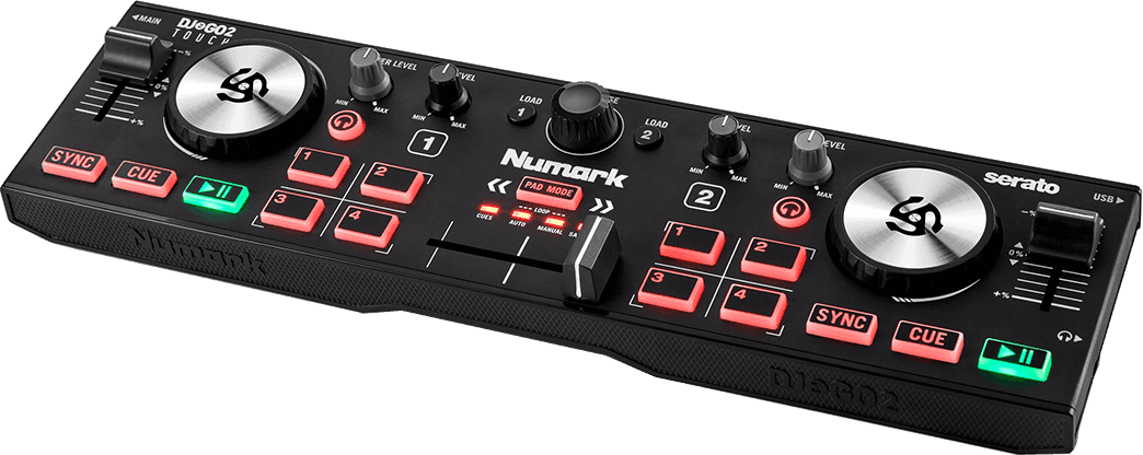 Numark DJ2GO2 Touch – Contrôleur DJ 2 voies ultra compact avec carte son
