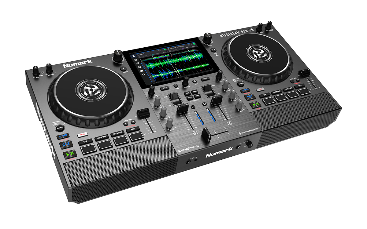 Numark Mixstream Pro Go – Contrôleur DJ autonome 2 voies avec WiFi, enceintes intégrées et batterie
