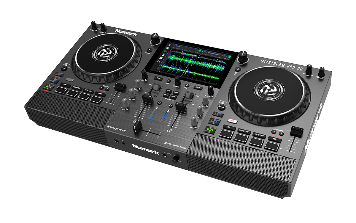 Numark Mixstream Pro Go – Contrôleur DJ autonome 2 voies avec WiFi, enceintes intégrées et batterie