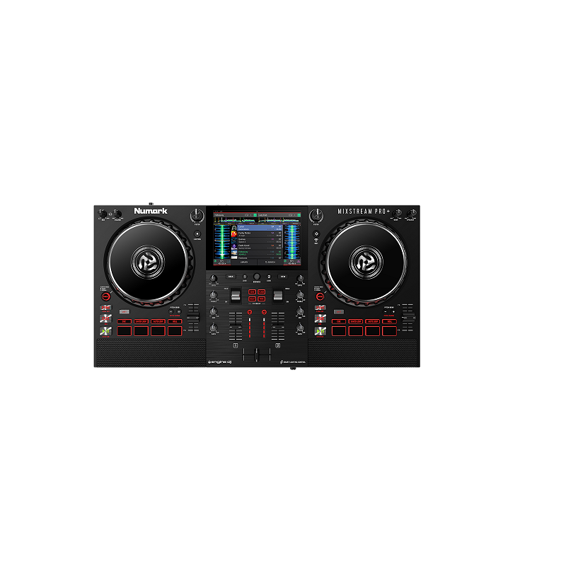 Numark Mixstream Pro+ – Contrôleur DJ 2 voies autonome avec streaming WiFi et haut-parleurs intégrés