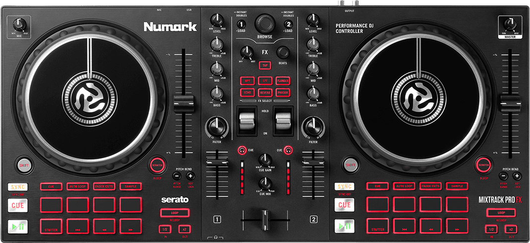 Numark Mixtrack Pro FX – Contrôleur DJ 2 voies avec carte son et 16 pads