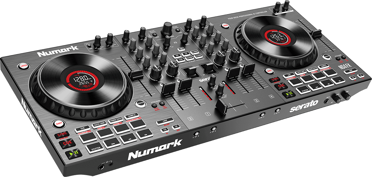 Numark NS4FX – Contrôleur DJ 4 voies avec carte son et écrans