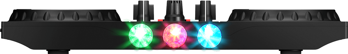 Numark Party Mix 2 – Contrôleur DJ 2 voies avec carte son, 8 pads et jeux de lumières