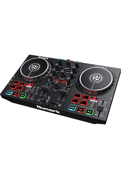 Numark Party Mix 2 – Contrôleur DJ 2 voies avec carte son, 8 pads et jeux de lumières