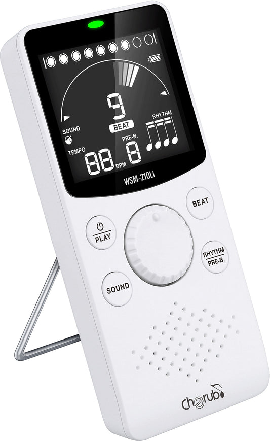 Métronome électronique compact avec support pliable - blanc CHERUB WSM-210LI