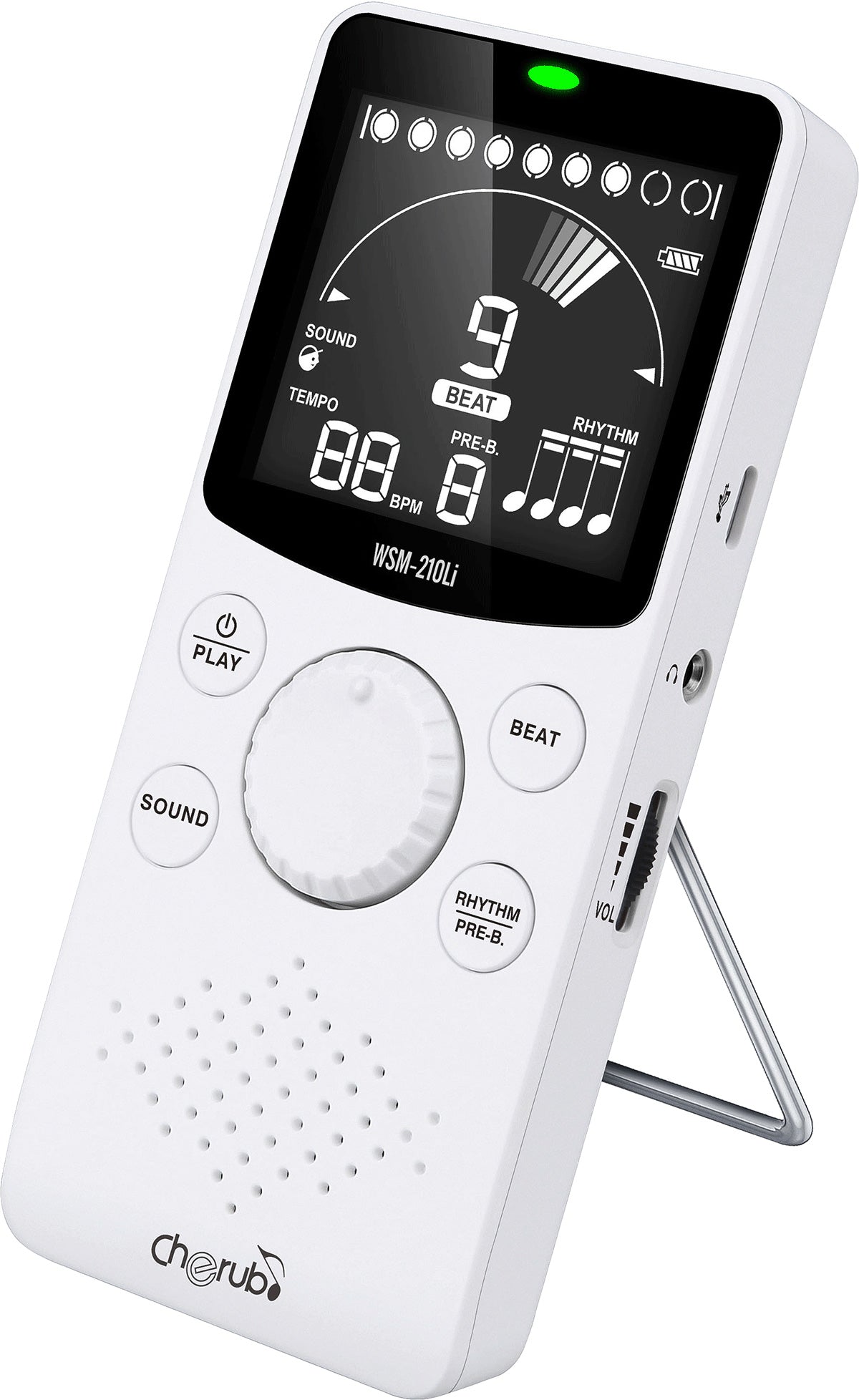 Métronome électronique compact avec support pliable - blanc CHERUB WSM-210LI