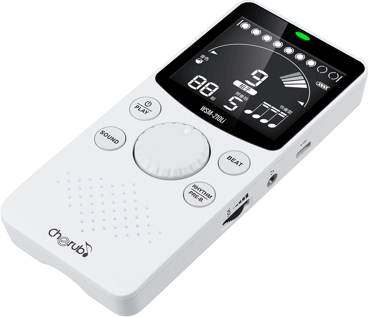 Métronome électronique compact avec support pliable - blanc CHERUB WSM-210LI