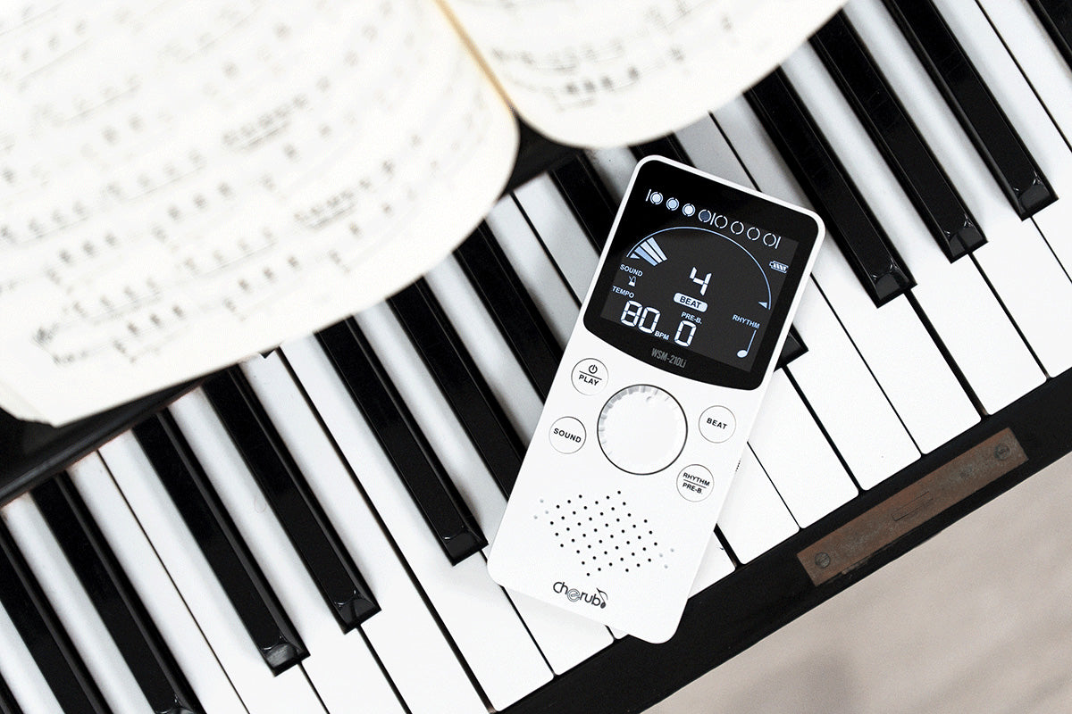 Métronome électronique compact avec support pliable - blanc CHERUB WSM-210LI
