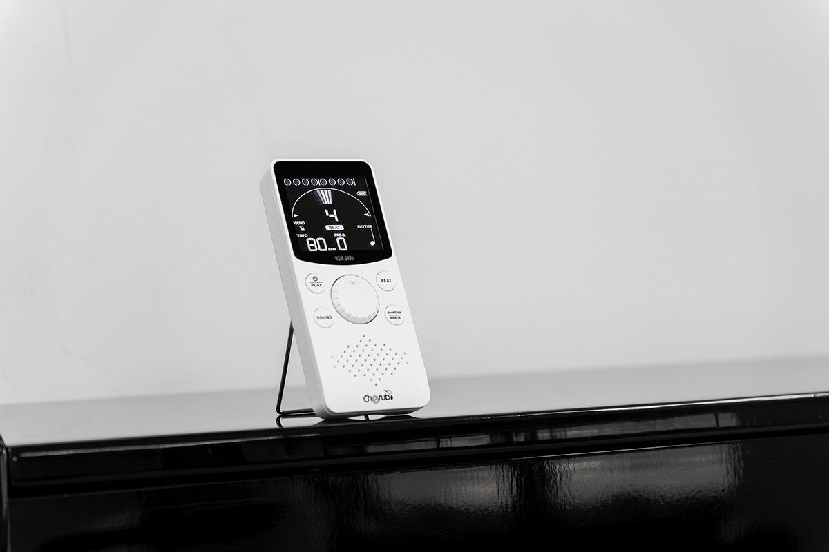 Métronome électronique compact avec support pliable - blanc CHERUB WSM-210LI