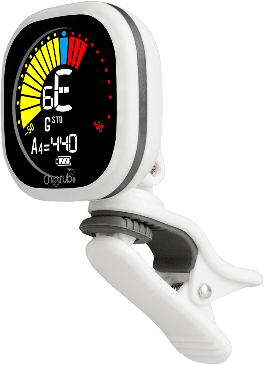 CHERUB WST-675-WH – Accordeur clip guitare écran LCD blanc avec Auto Power-Off