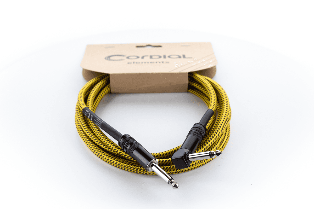 Câble instrument Cordial Série Element EI Tweed – jack 6,35 mm coudé / droit – 3 m jaune EI3PR-TWEED-YE