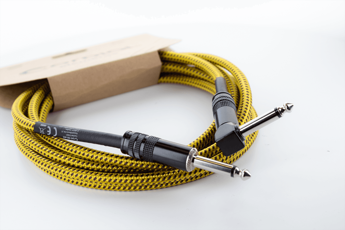 Câble instrument Cordial Série Element EI Tweed – jack coudé/droit 6,35 mm – 5 m jaune - EI5PR-TWEED-YE