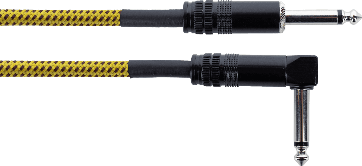 Câble instrument Cordial Série Element EI Tweed – jack 6,35 mm coudé / droit – 3 m jaune EI3PR-TWEED-YE