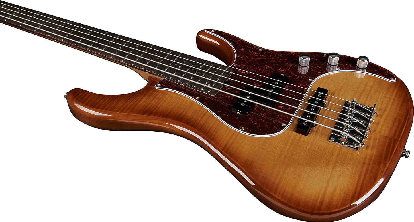 BASSE ELECTRIQUE 5 CORDES AIRE 800 HONEY BURST EKO AIREBASS-MUSA800-5-HB