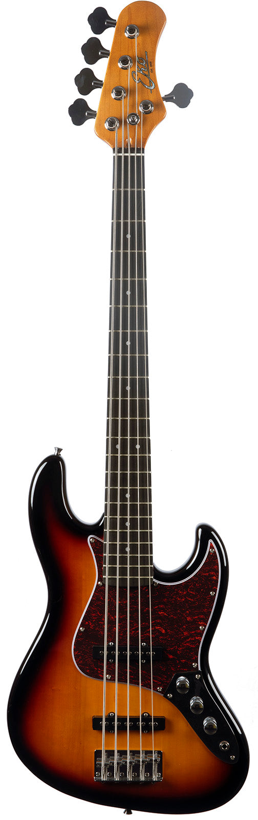 BASSE ELECTRIQUE 5 CORDES TYPE JB VINTAGE SUNBURST EKO JB300-5-SB