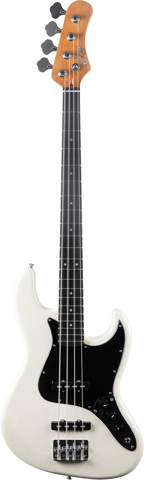 BASSE ELECTRIQUE TYPE JB VINTAGE CORPS LEGER BLANCHE EKO JB400-WH