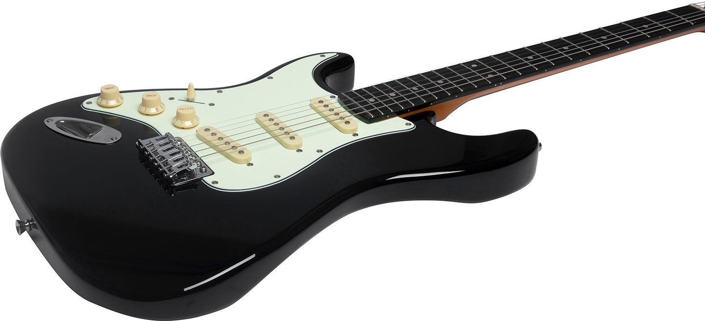 GUITARE ELECTRIQUE GAUCHER NOIRE EKO ST300-BLK-LH