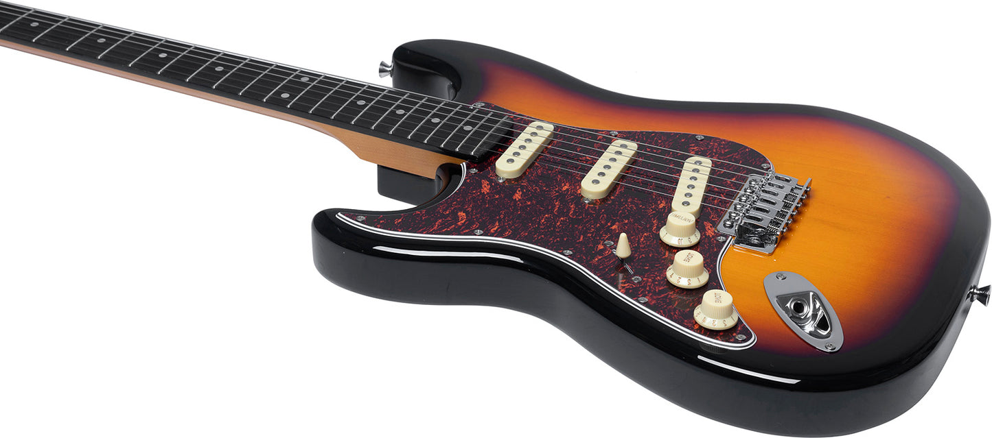 Guitare électrique gaucher Eko ST300 Gaucher Sunburst – Style strat