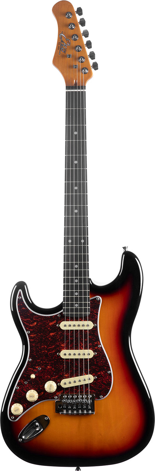 Guitare électrique gaucher Eko ST300 Gaucher Sunburst – Style strat