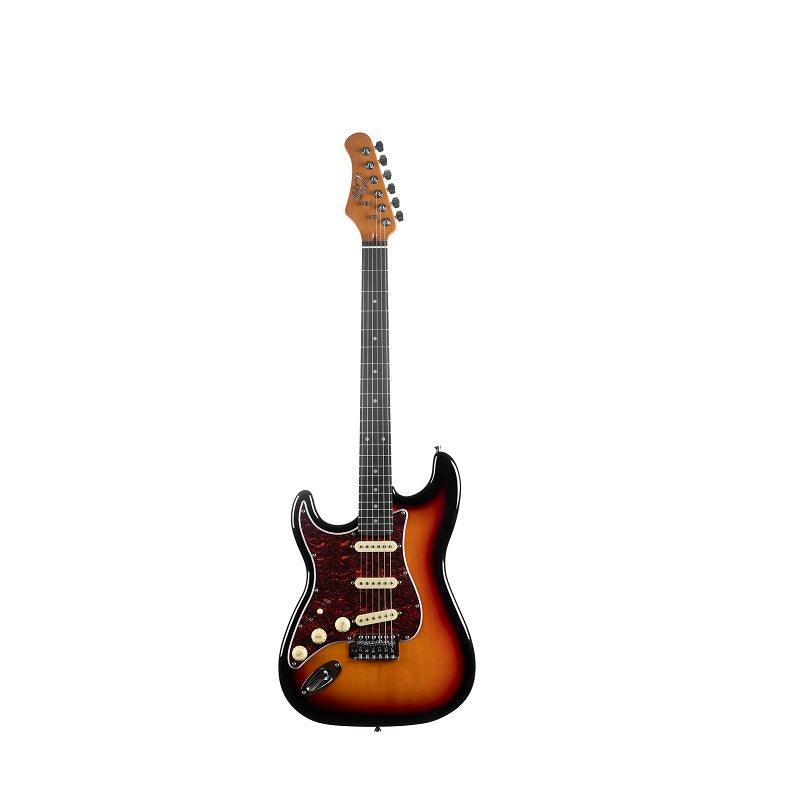 Guitare électrique gaucher Eko ST300 Gaucher Sunburst – Style strat