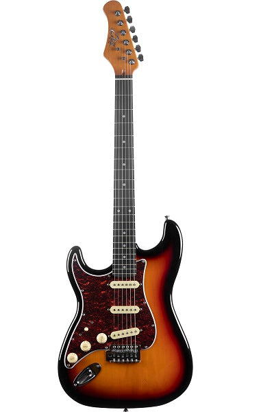 Guitare électrique gaucher Eko ST300 Gaucher Sunburst – Style strat