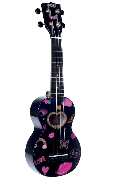 UKULELE SOPRANO COEURS ET FLEURS + HOUSSE MAHALO MA1HEBK