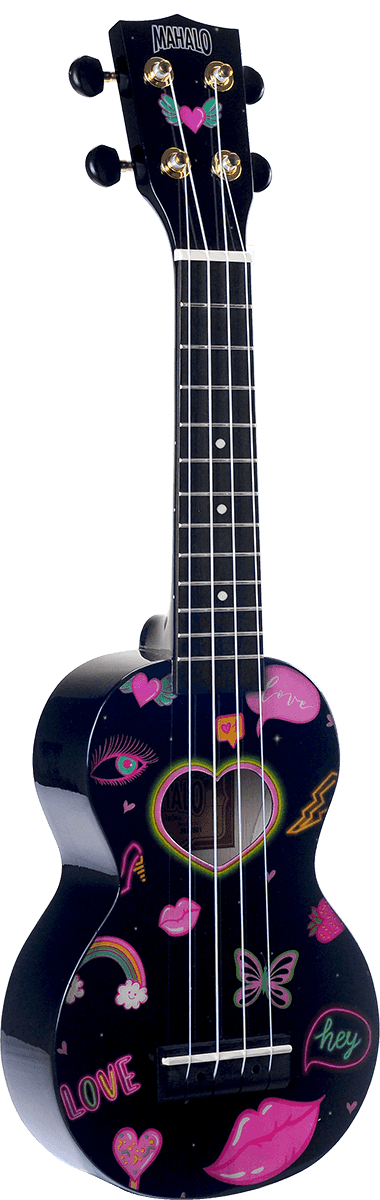UKULELE SOPRANO COEURS ET FLEURS + HOUSSE MAHALO MA1HEBK