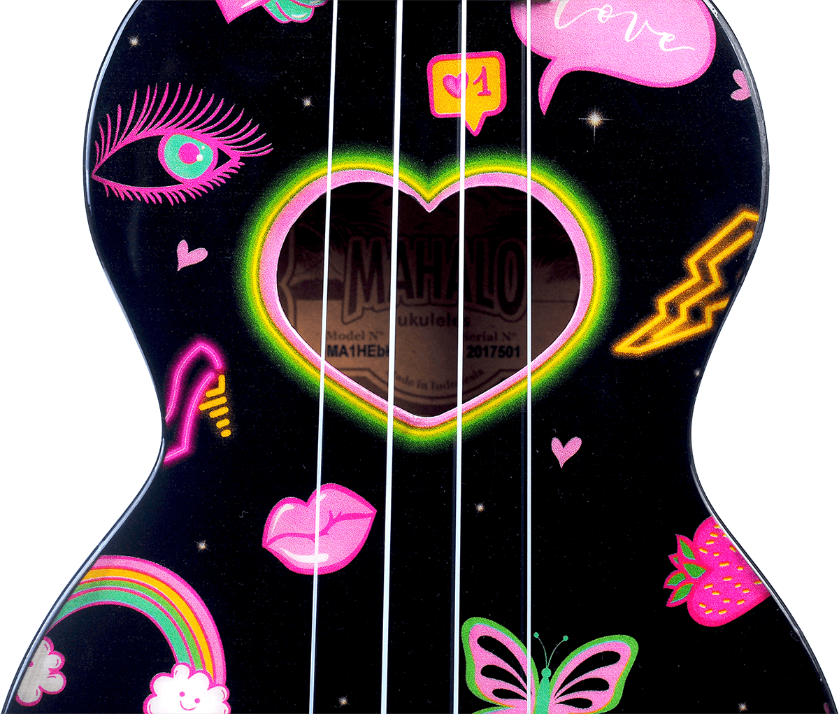 UKULELE SOPRANO COEURS ET FLEURS + HOUSSE MAHALO MA1HEBK