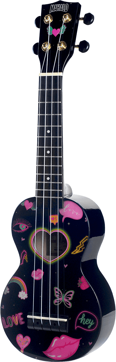 UKULELE SOPRANO COEURS ET FLEURS + HOUSSE MAHALO MA1HEBK