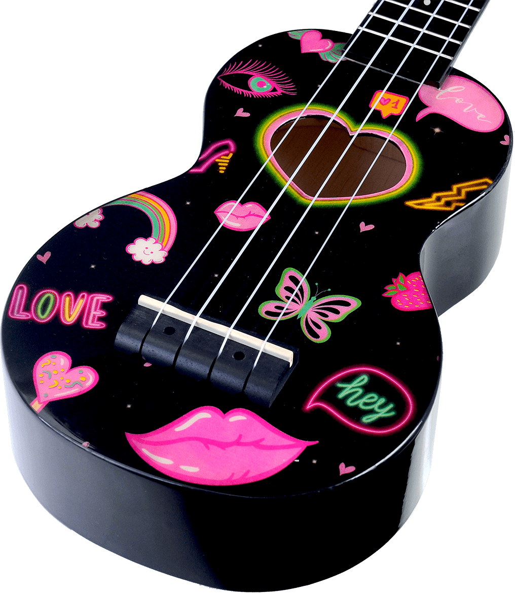 UKULELE SOPRANO COEURS ET FLEURS + HOUSSE MAHALO MA1HEBK