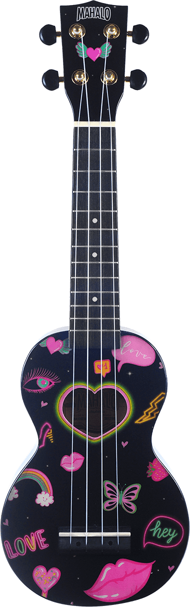 UKULELE SOPRANO COEURS ET FLEURS + HOUSSE MAHALO MA1HEBK