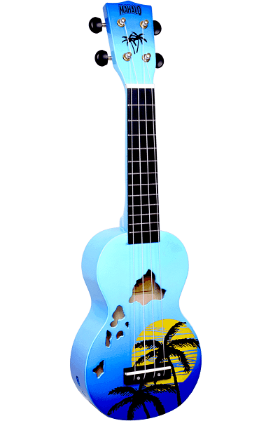 UKULELE SOPRANO Design - Finition Îles Hawaï Bleu Brillant - MAHALO MD1HABUB