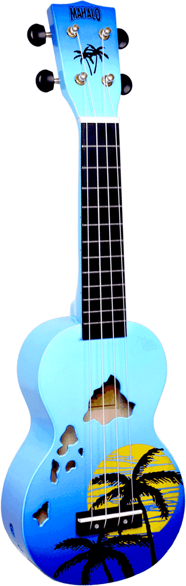 UKULELE SOPRANO Design - Finition Îles Hawaï Bleu Brillant - MAHALO MD1HABUB