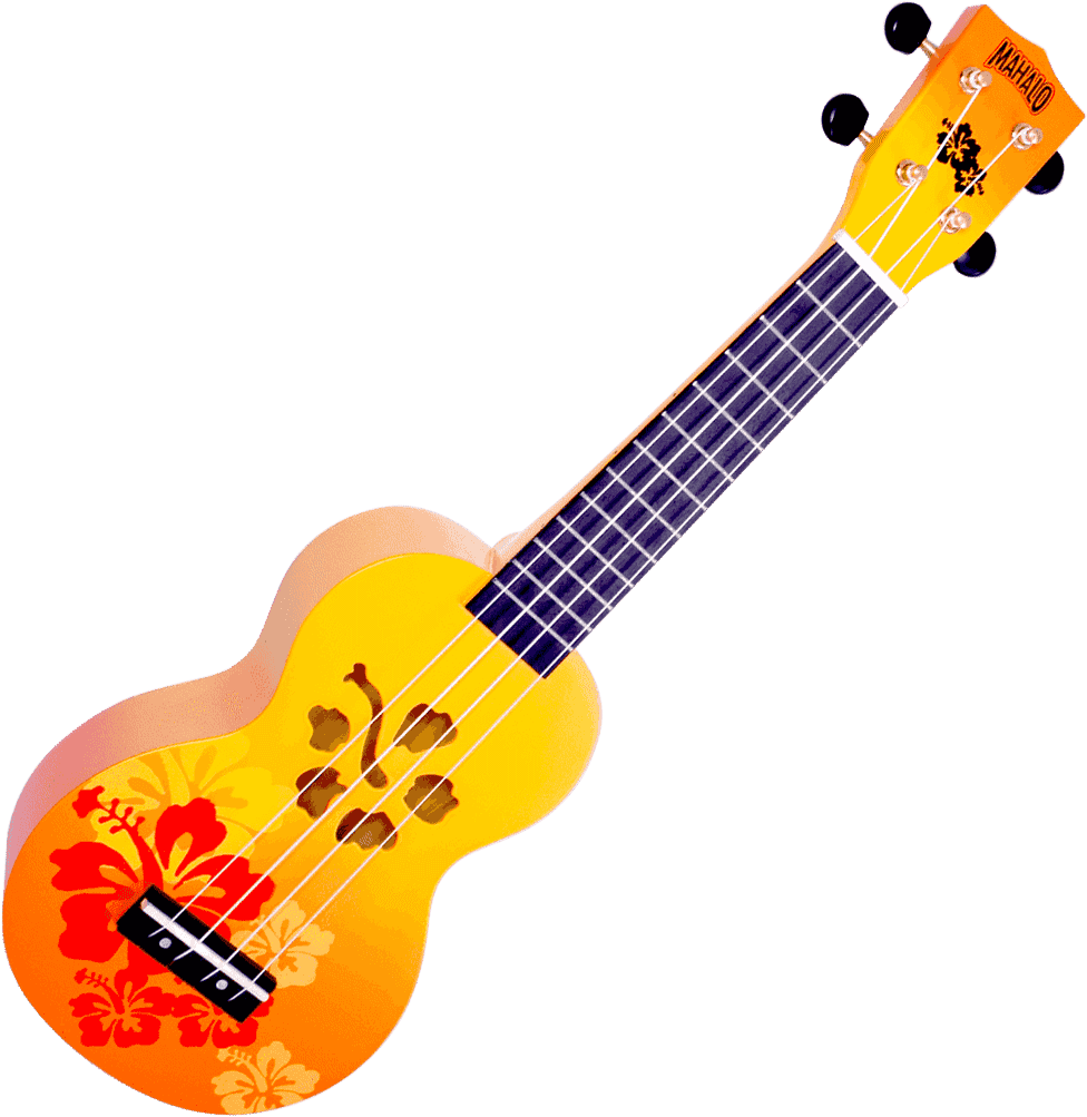 UKULELE SOPRANO Design - Finition Fleurs Hibiscus Orange Brillant MAHALO MD1HBORB - STOCK B