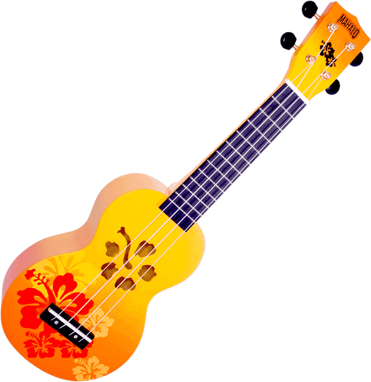 UKULELE SOPRANO Design - Finition Fleurs Hibiscus Orange Brillant MAHALO MD1HBORB - STOCK B