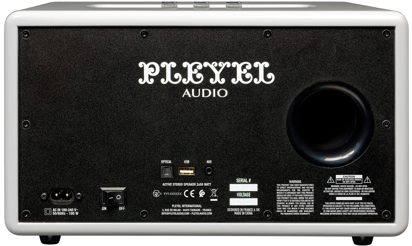 PLEYEL Imperator 250 – Enceinte Bluetooth stéréo 2 × 50 W Blanc laqué