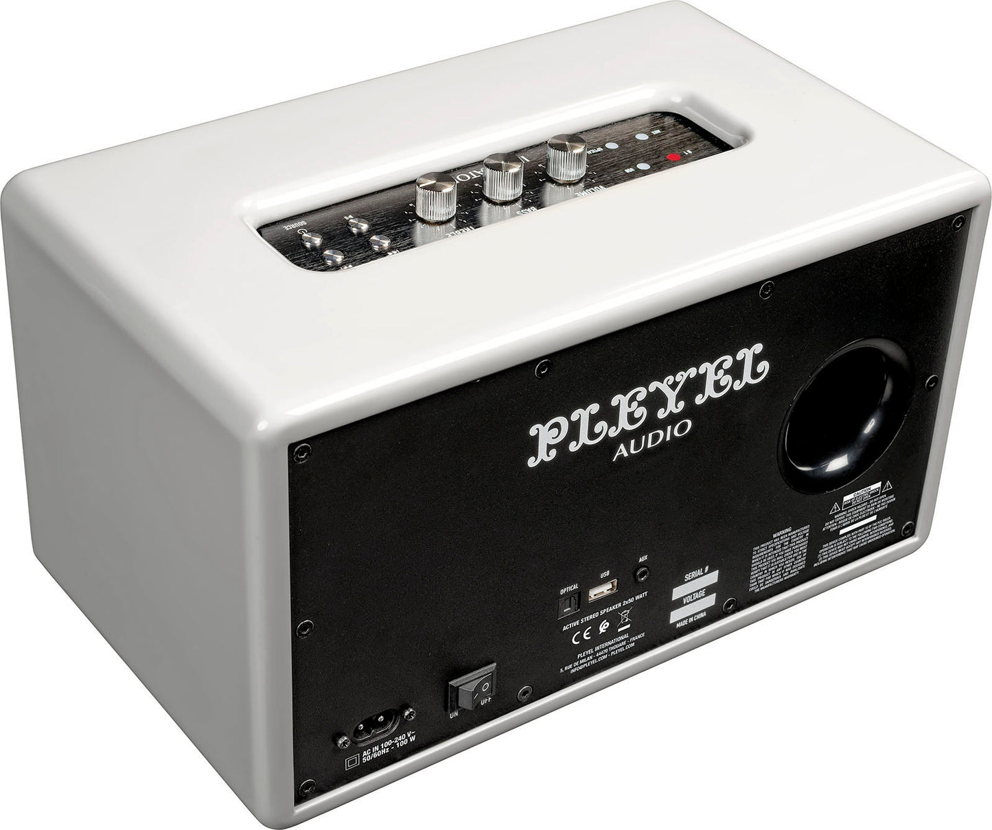 PLEYEL Imperator 250 – Enceinte Bluetooth stéréo 2 × 50 W Blanc laqué