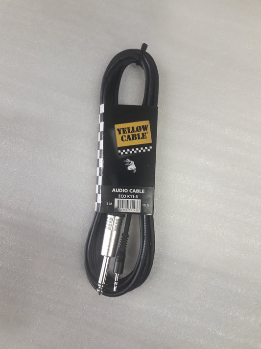Câble audio Jack 6,35 mm mono / Jack 3,5 mm stéréo mâle – 3 m Yellow Cable K11-3