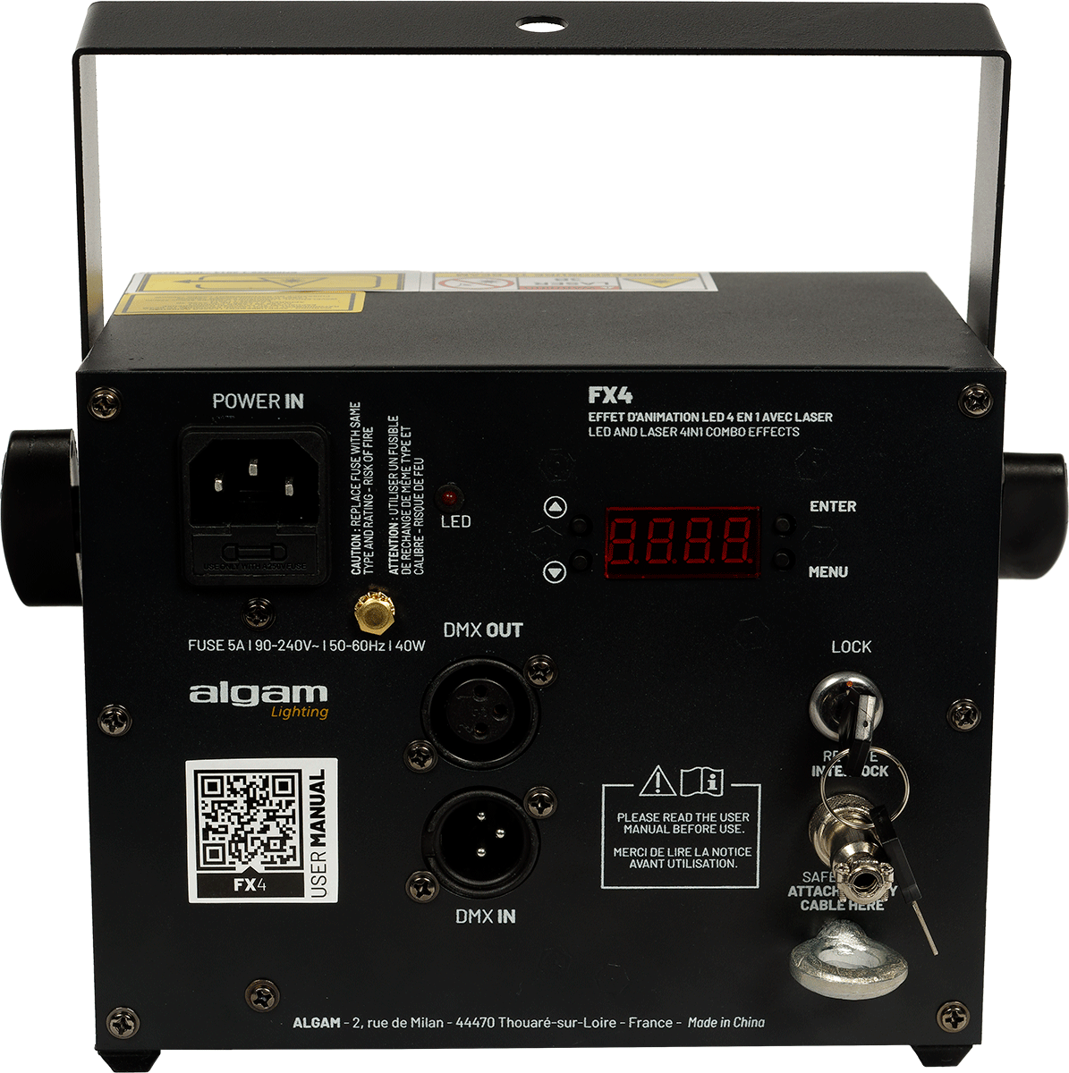 ALGAM LIGHTING FX-4 – Combo 4-en-1 LED (Gobost, Magic Ball, Stroboscope, Laser RG)