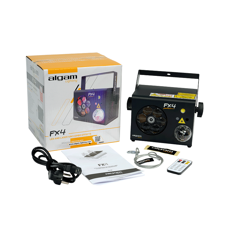 ALGAM LIGHTING FX-4 – Combo 4-en-1 LED (Gobost, Magic Ball, Stroboscope, Laser RG)