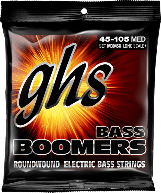 Jeu de cordes basse électrique GHS M3045X Boomers – File rond Extra Long Scale Medium 45-105 (DESTOCKAGE)