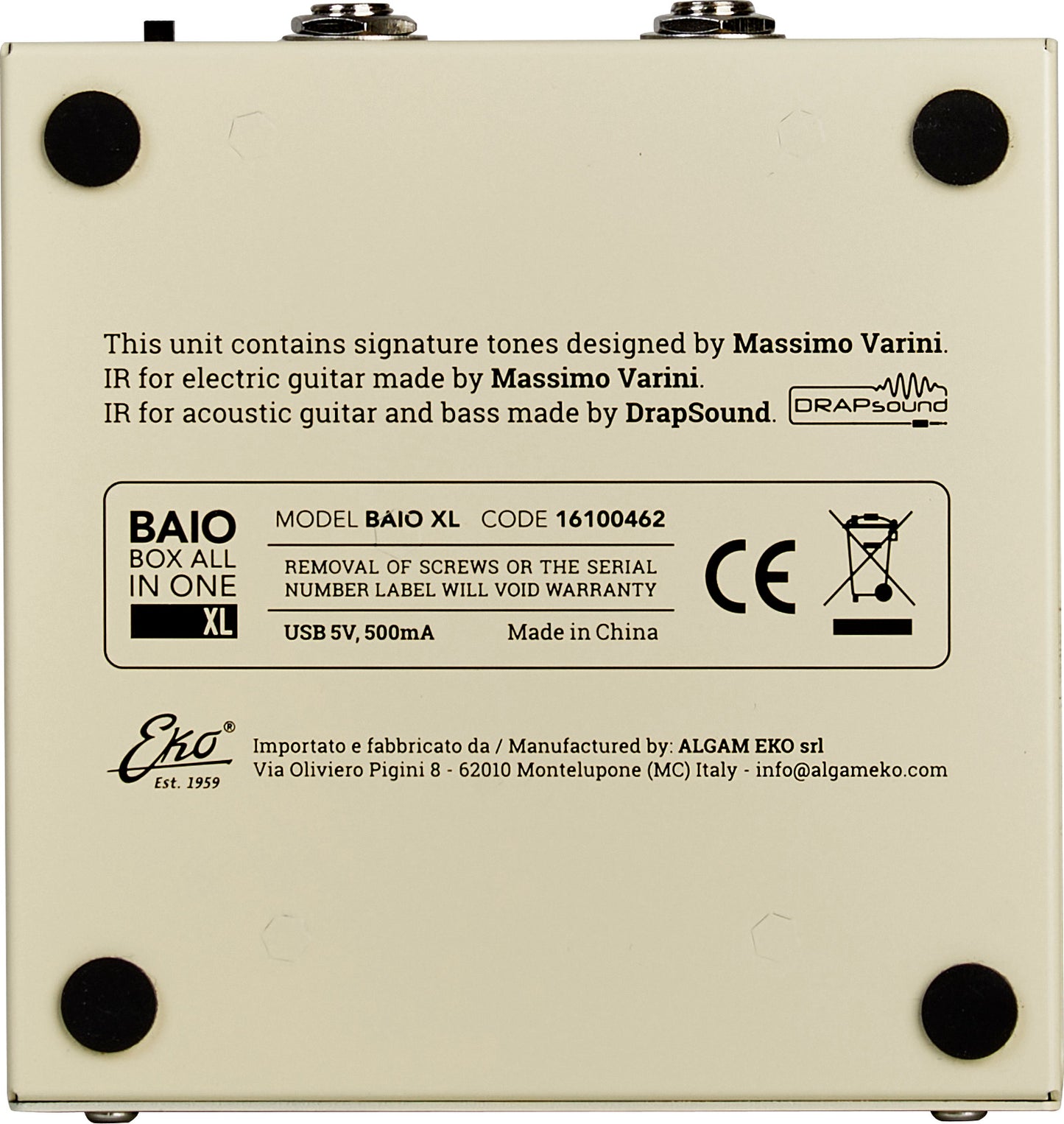 Multi-effets modéliseur d'amplis FX avec IRs - sur batterie / bluetooth EKO BAIO-XL