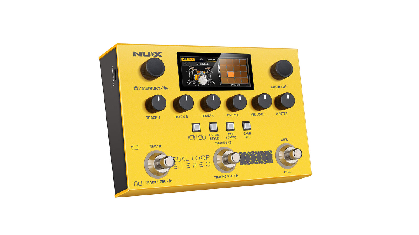 PEDALE LOOPER, BOITE A RYTHME, SIMULATEUR D'AMPLI STEREO NUX DUAL-LOOP-STEREO