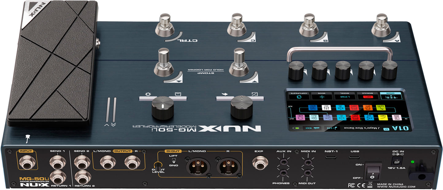 MIULTI-EFFETS - MODELISEUR GUITARE ET BASS NUX MG50LI DARK BLUE