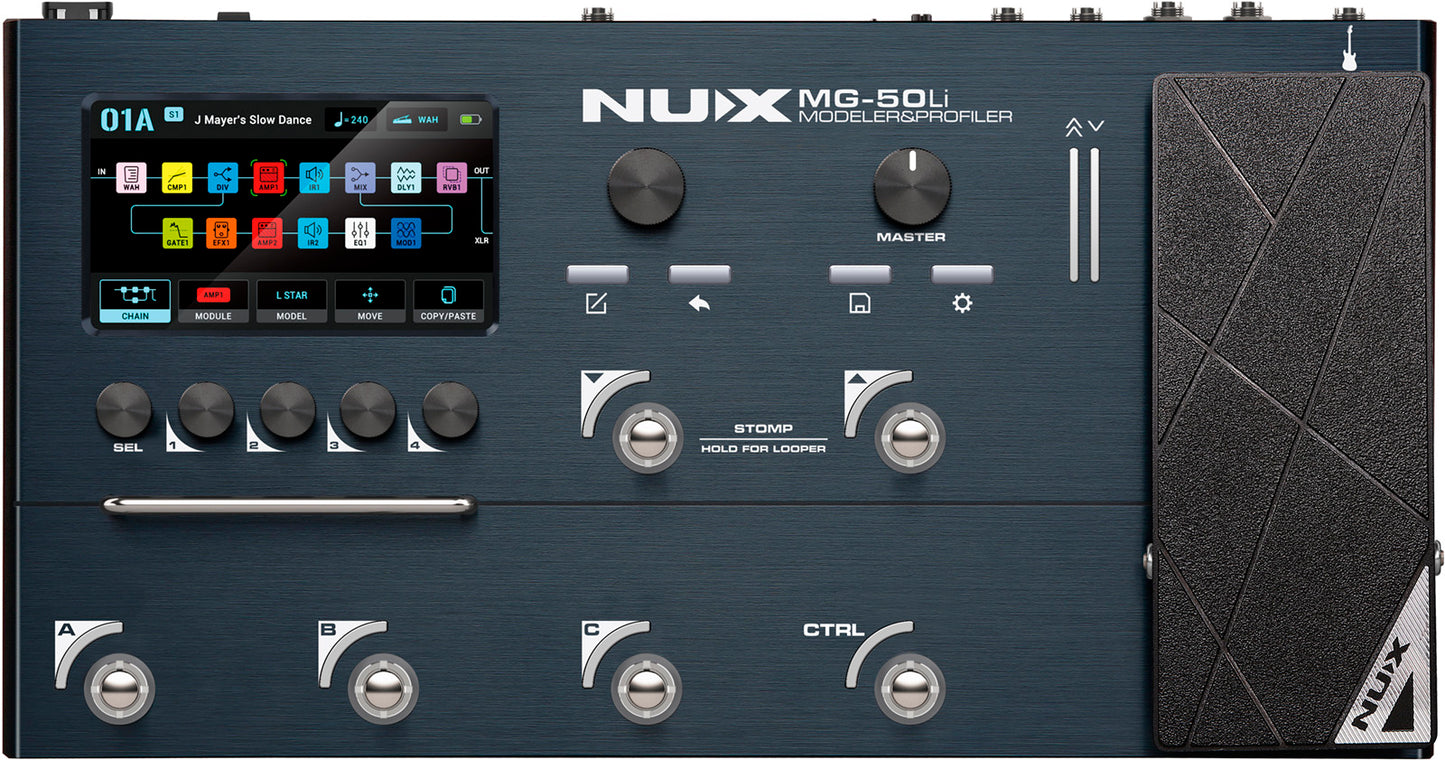 MIULTI-EFFETS - MODELISEUR GUITARE ET BASS NUX MG50LI DARK BLUE