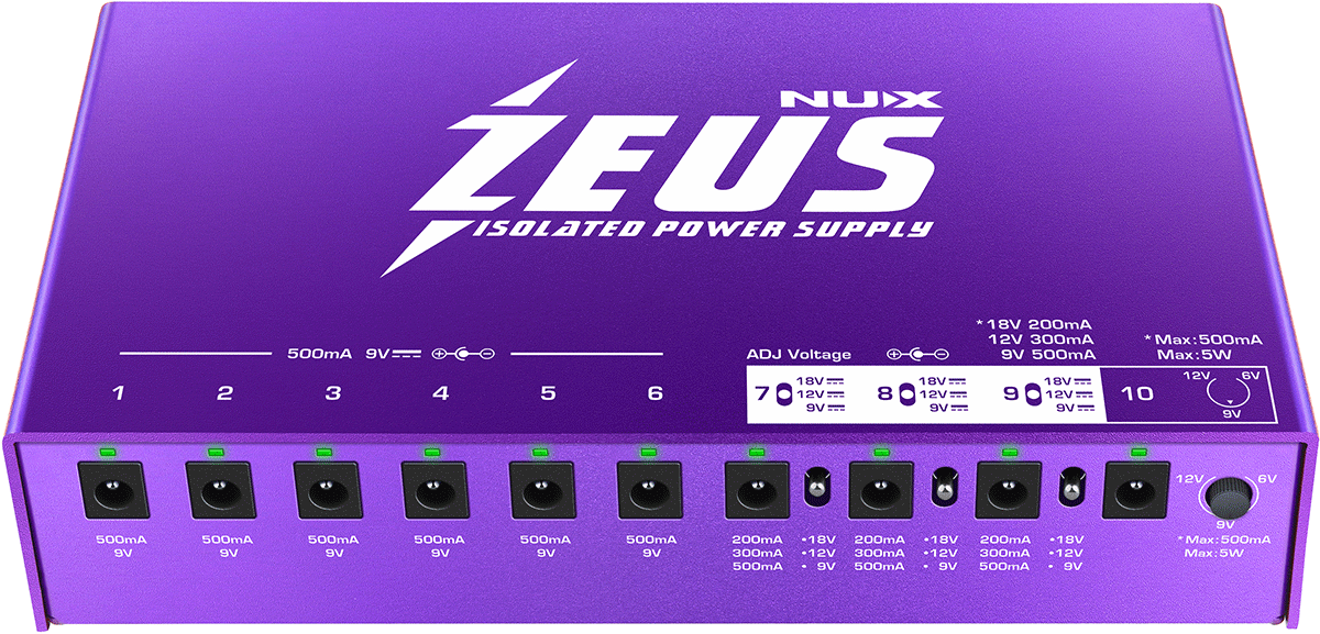 BOITIER D'ALIMENTATION POUR 10 PEDALES D'EFFET NUX ZEUS