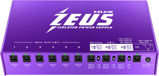 BOITIER D'ALIMENTATION POUR 10 PEDALES D'EFFET NUX ZEUS