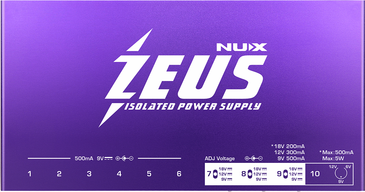 BOITIER D'ALIMENTATION POUR 10 PEDALES D'EFFET NUX ZEUS
